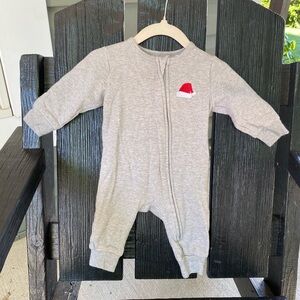Petit Lem Gray Footie with Red Santa Hat